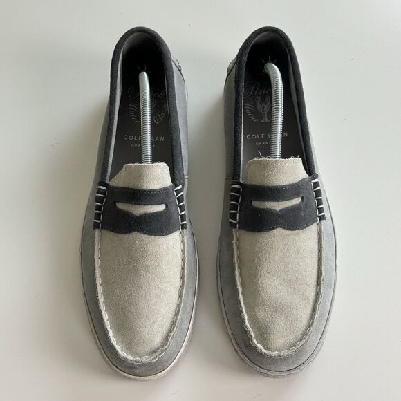 Cole Haan Grand OS Mens Pinch Weekender Penny Loafer Shoes Gray Blue Suede 12M - Picture 10 of 15
